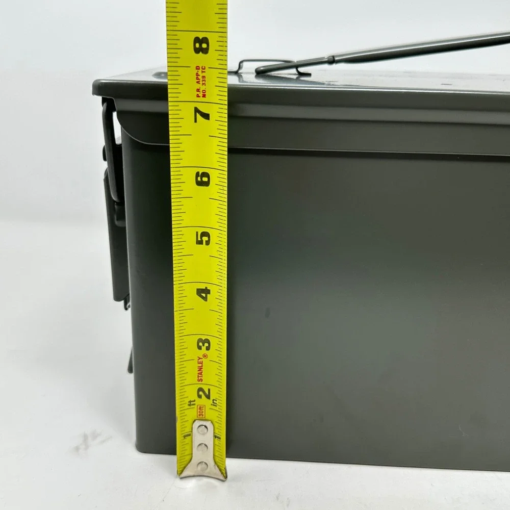 Military Style Steel Ammo Can 50 Caliber Olive Drab Green Storage Box Utility